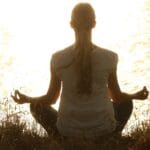 meditate, woman, yoga, zen, meditating, relax, nature, relaxing, wellness, yoga pose, meditation, peaceful, silhouette, sunset, tranquil, calm